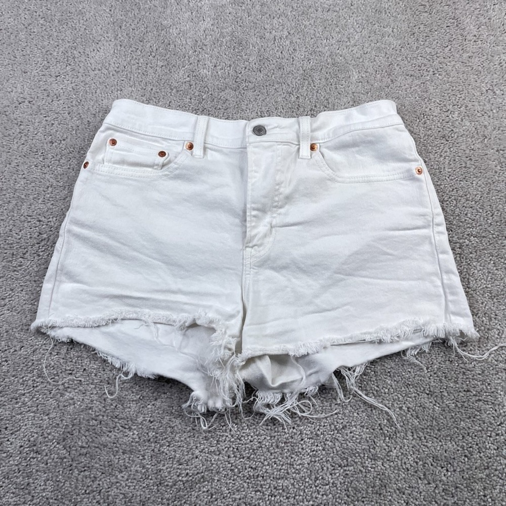 Levis‎ Jean Shorts Womens 31 White Cut Off Booty High Rise Stretch Denim